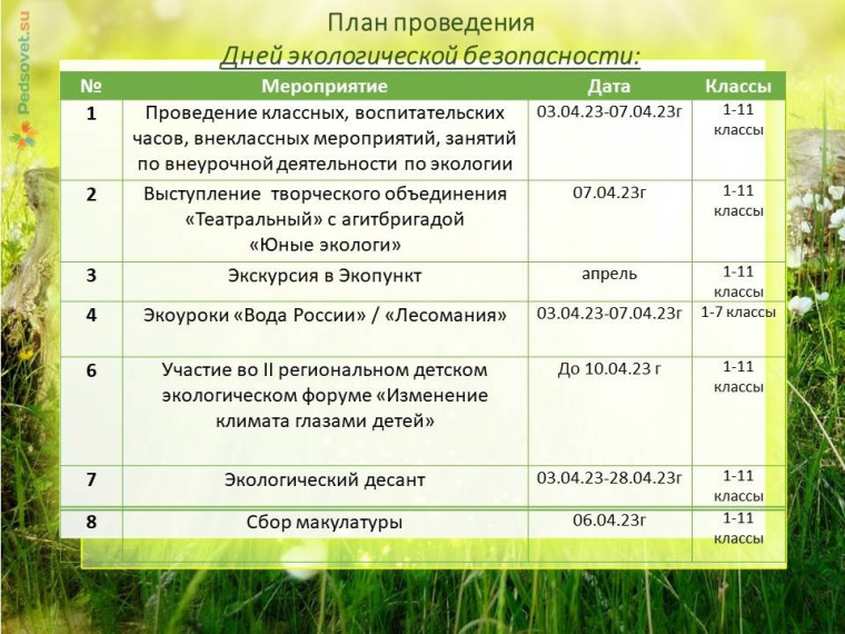 Дни экологической безопасности.